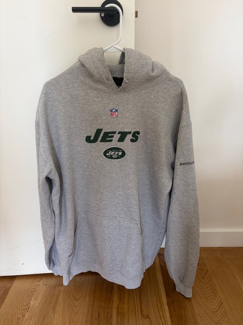 Reebok Gray & Green New York Jets Pullover Hoodie
